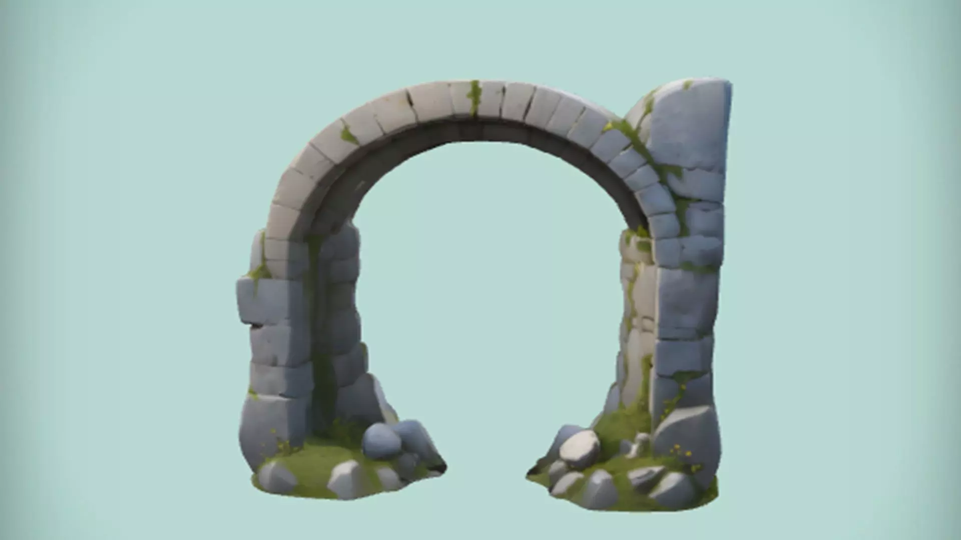Stone arch with greenery 3D Game Ready Model 3D model_0