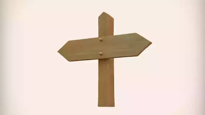 wooden directional signpost Game Ready 3D Model
