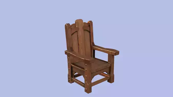 medieval wooden armchair   3D Game Ready Model