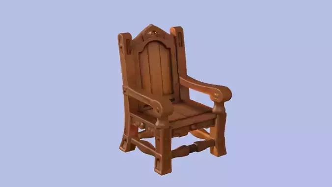 medieval wooden armchair  3D Game Ready Model