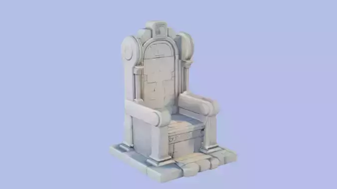 ancient stone throne  3D Game Ready Model