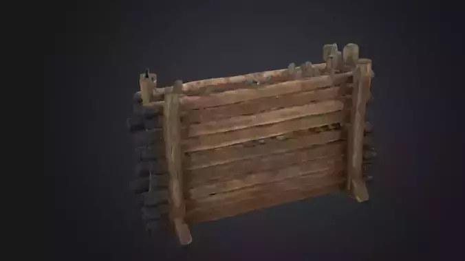 wooden barricade defence against zombies  3D Game Ready Model