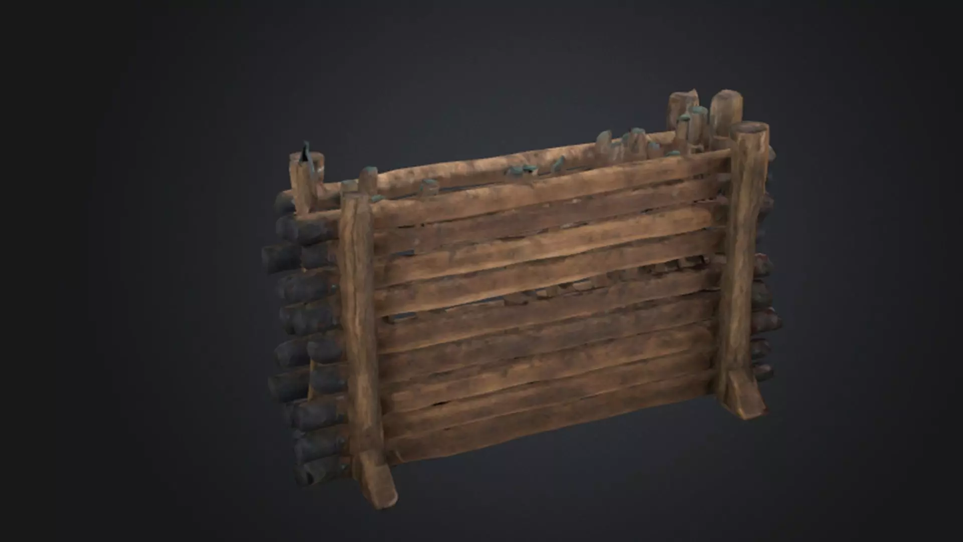 wooden barricade defence against zombies 3D Game Ready Model 3D model_0