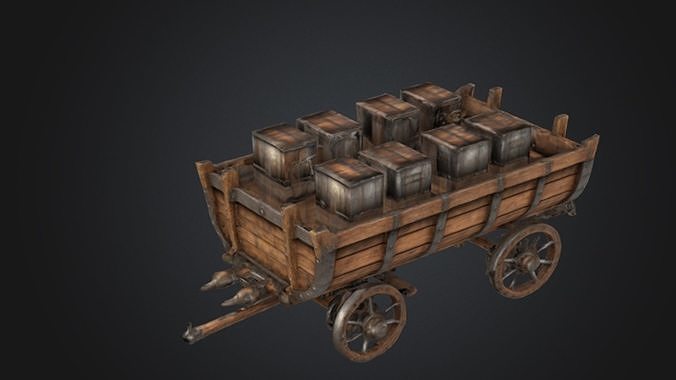 rustic steampunk wagon 3D Game Ready Model 3D model