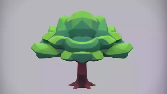 Low-polygon model of a tree   3D Game Ready Model