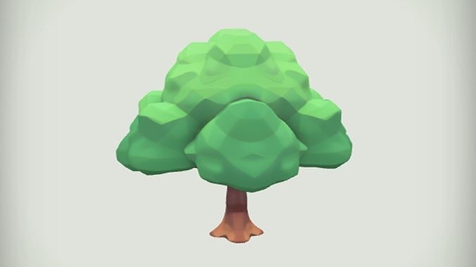 Low-poly cartoon tree 3D Model