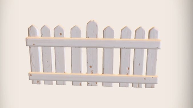 Wooden picket fence 3D Game Ready Model