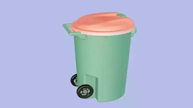 Trash Can 3D Game Ready model with Texture