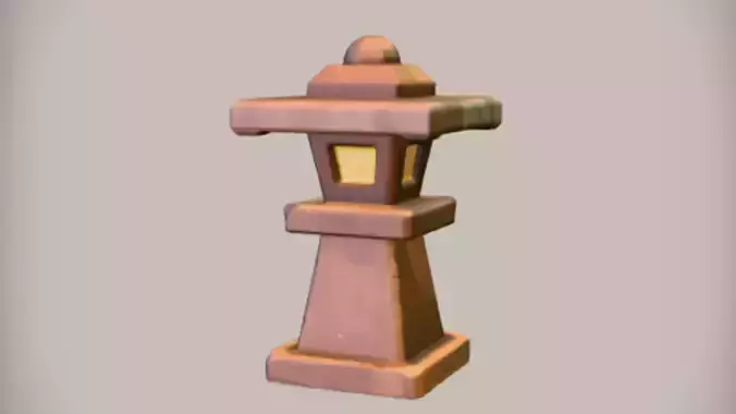 Stone lantern with glowing light 3D Game Ready Model