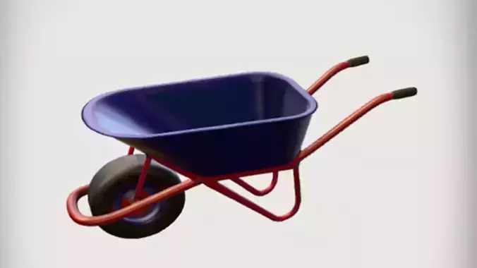 metal garden wheelbarrow 3D Game Ready model with Texture