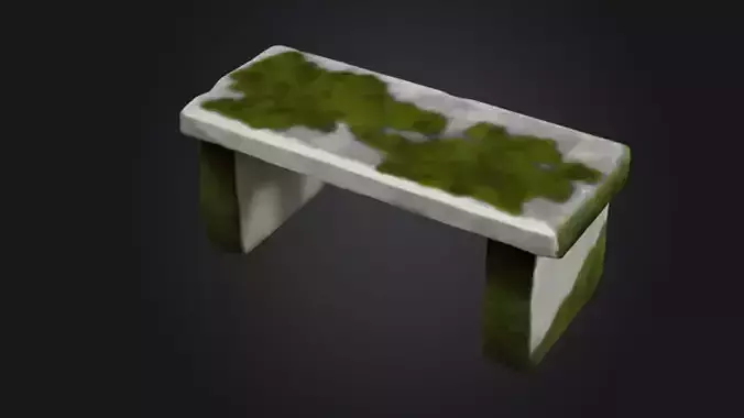 stone moss bench 3D Game Ready Model