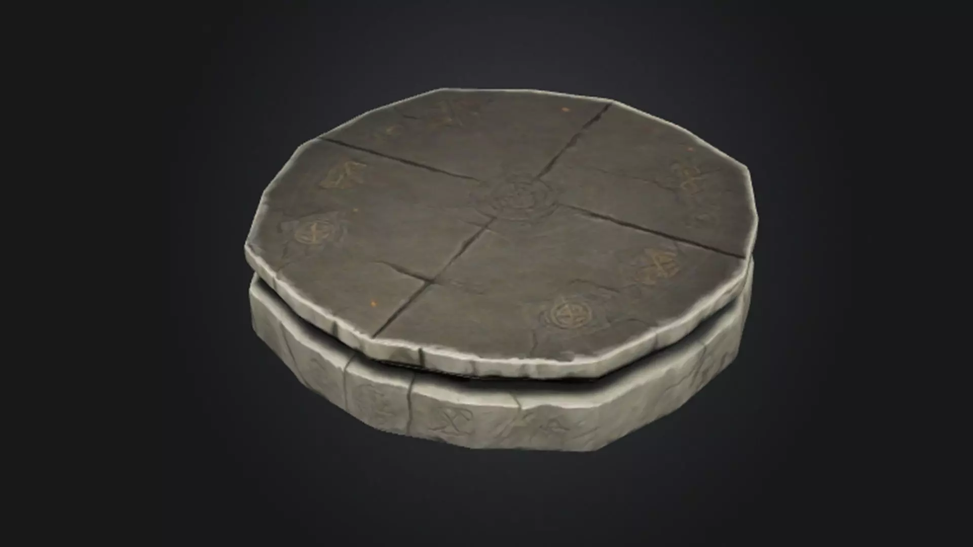 flat stone altar 3D Game Ready model with Texture 3D model_0