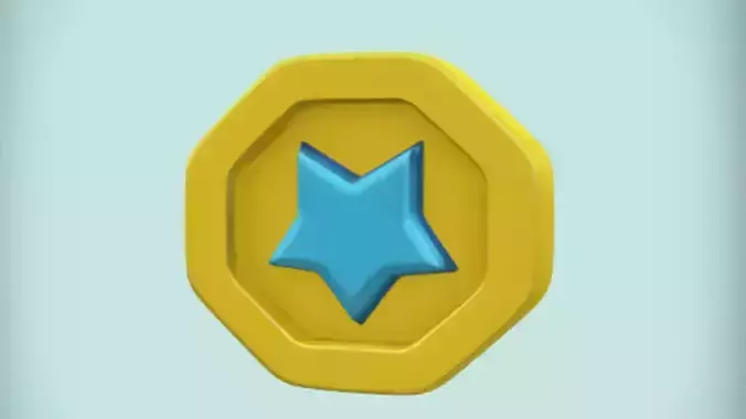 Colorful geometric token or coin 3D Game Ready Model