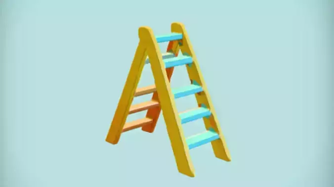 a colorful step ladder 3D Game Ready Model