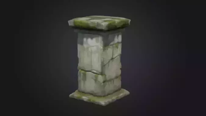 weathered stone pillar 3D Game Ready Model