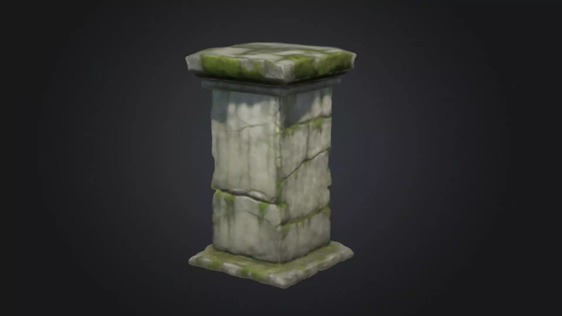 weathered stone pillar 3D Game Ready Model 3D model_0