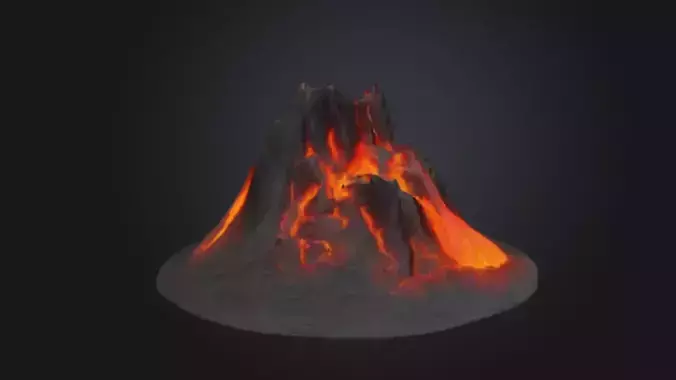 volcano with lava 