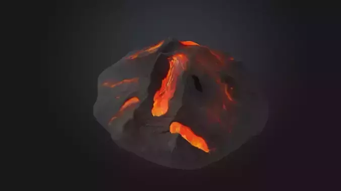 volcano with lava 3D Game Ready Model