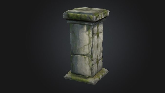 A weathered stone pillar  3D model