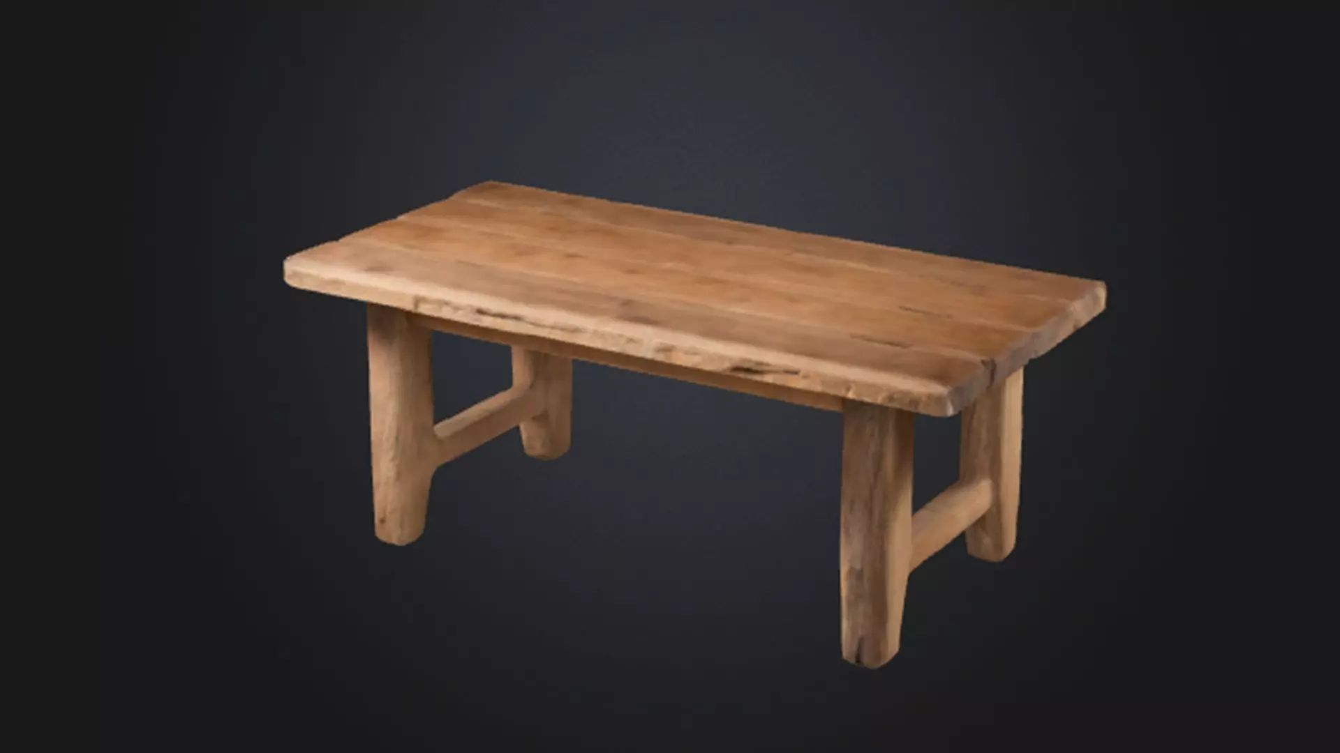 rectangular wooden table  3D model_0