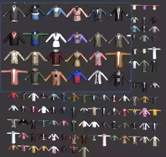 Many Cartoon Cloth with Texture Low-poly 3D model collection 2