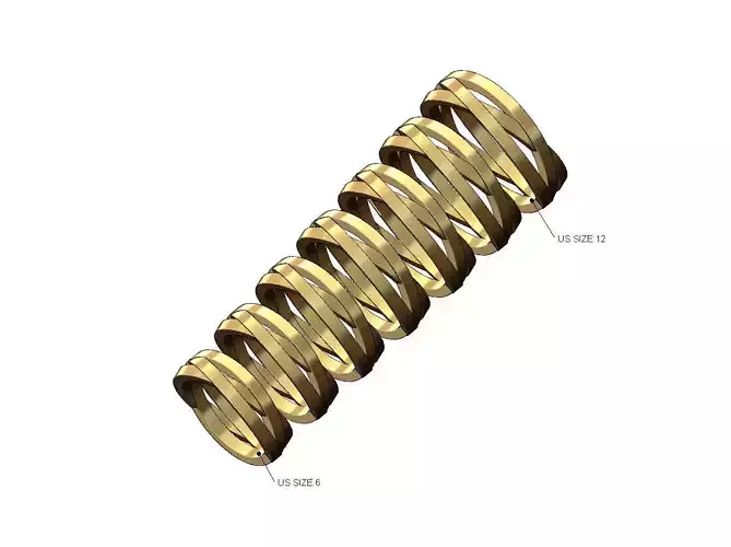 Triple  square wire interlocking hoop ring US sizes 6to12 3D print model