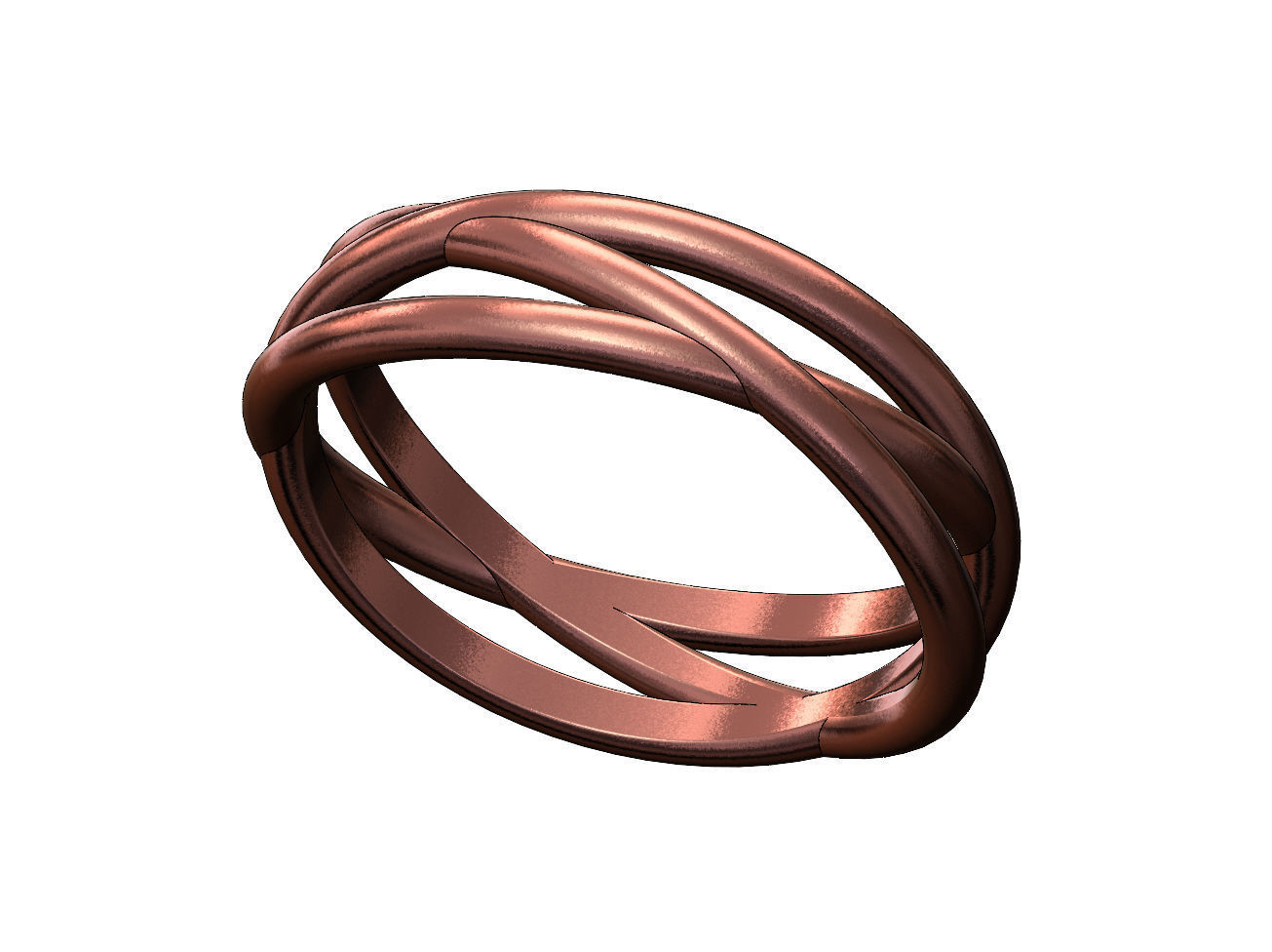 Triple interlocking hoop wire ring US sizes 6to12 3D print model_10