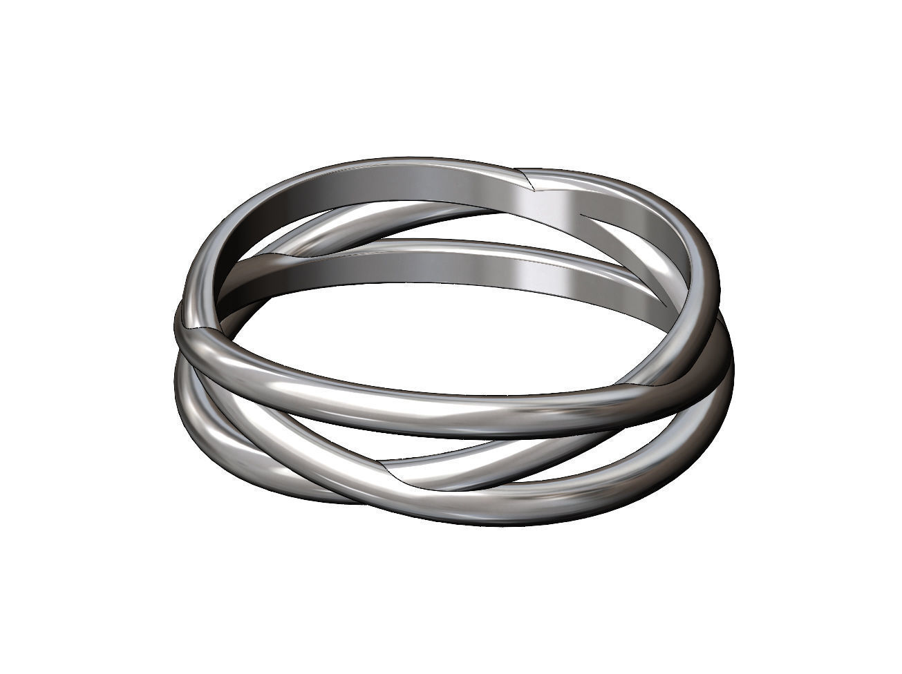 Triple interlocking hoop wire ring US sizes 6to12 3D print model_9