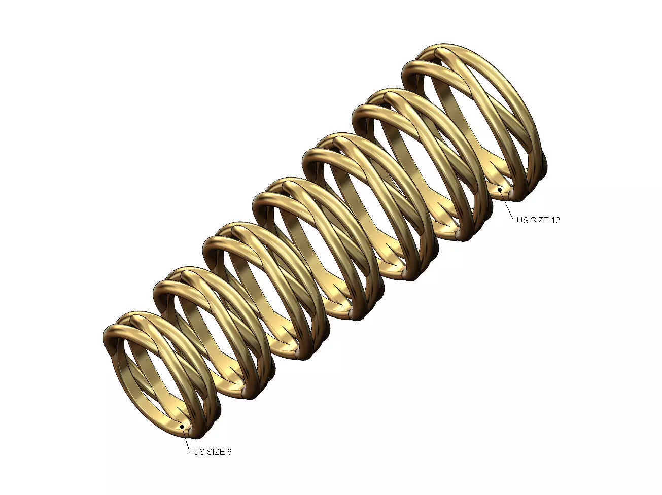 Triple interlocking hoop wire ring US sizes 6to12 3D print model_0