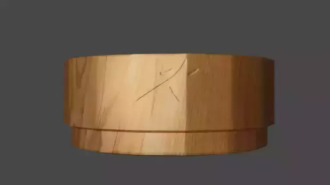 Wooden bowl with Chinese script engrave on curve surface