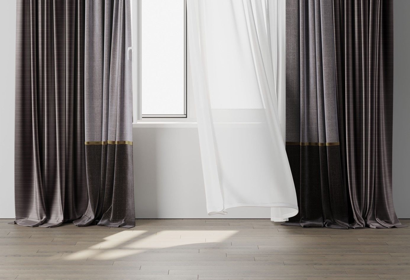 curtains when open window 02 Low-poly 3D model_8