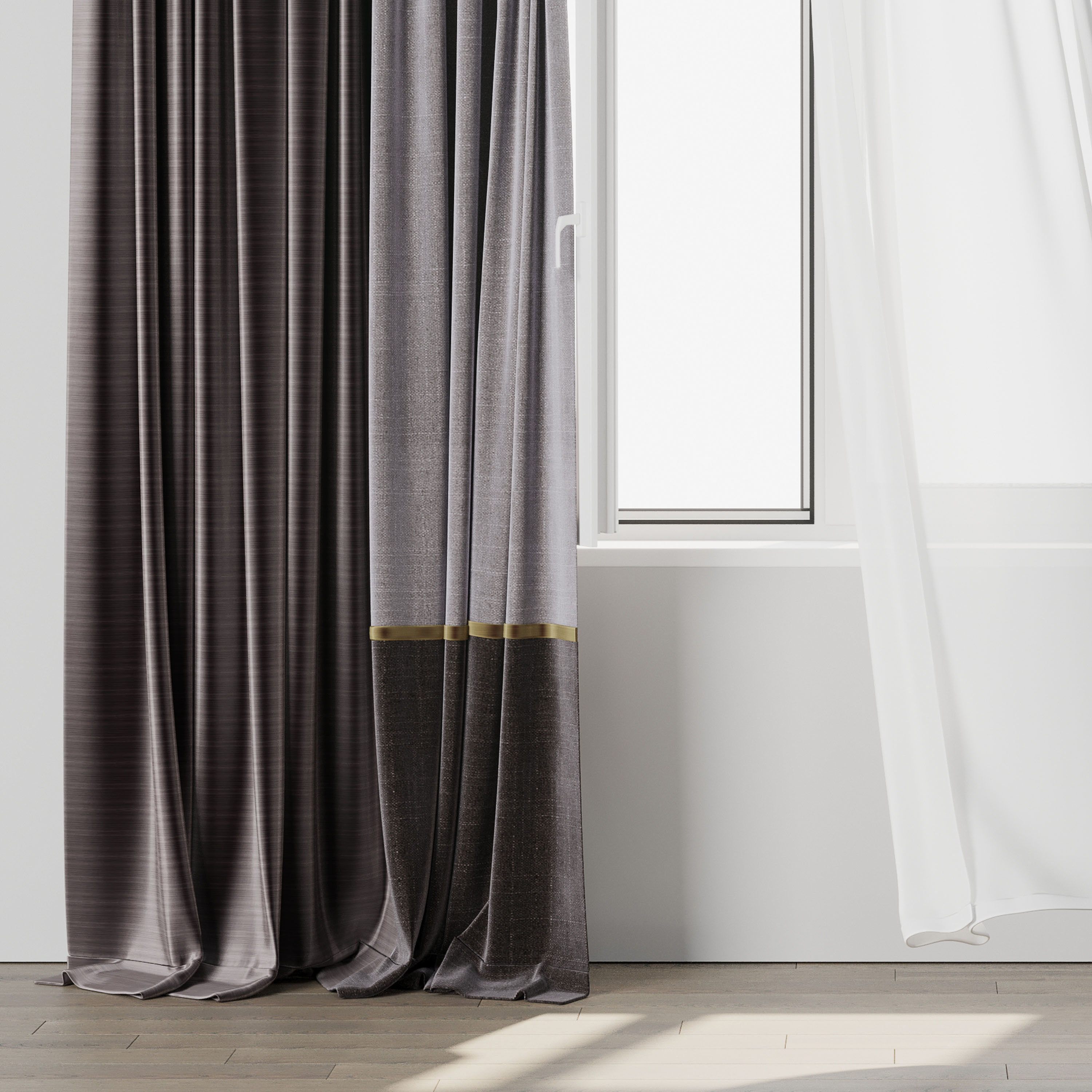 curtains when open window 02 Low-poly 3D model_10