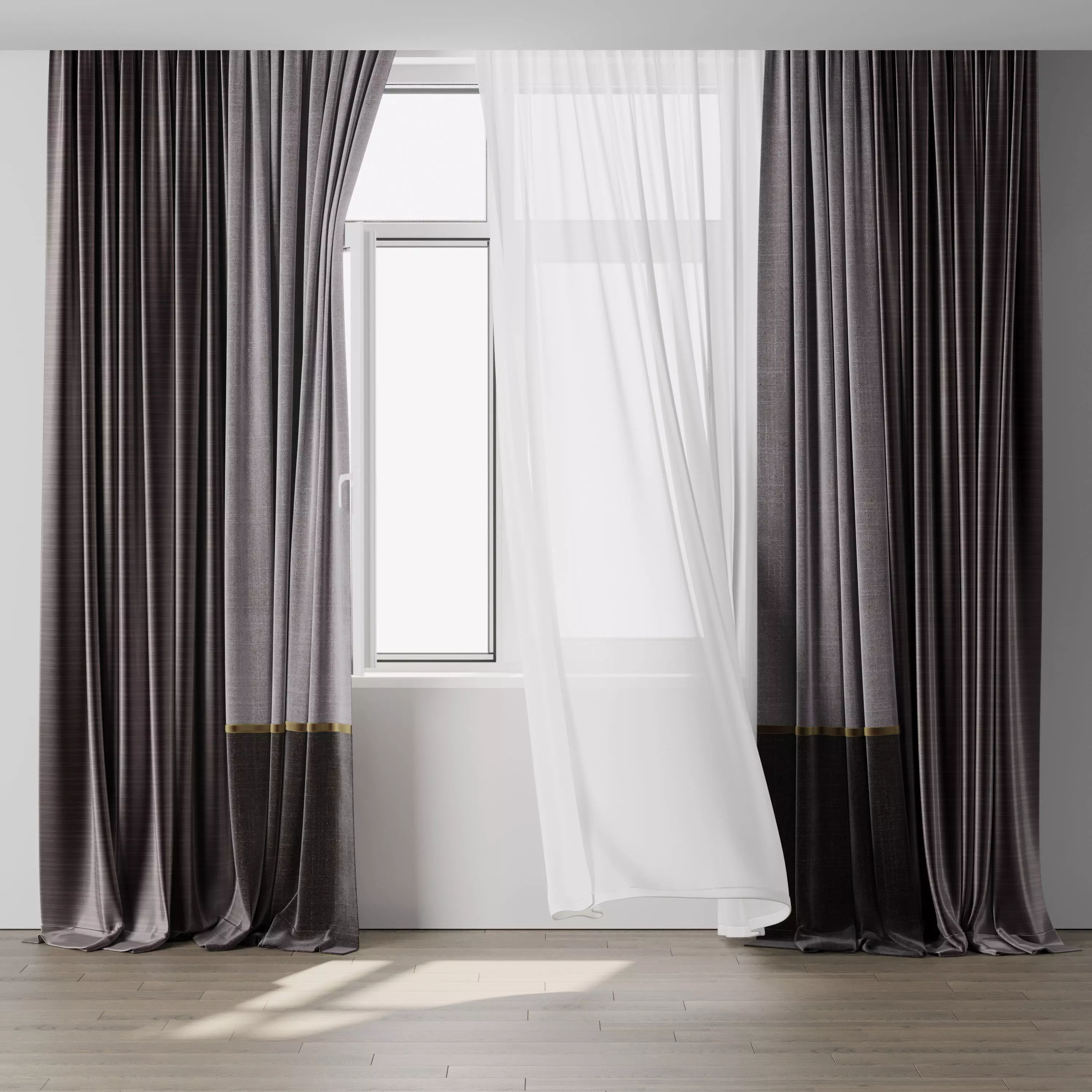 curtains when open window 02 Low-poly 3D model_0