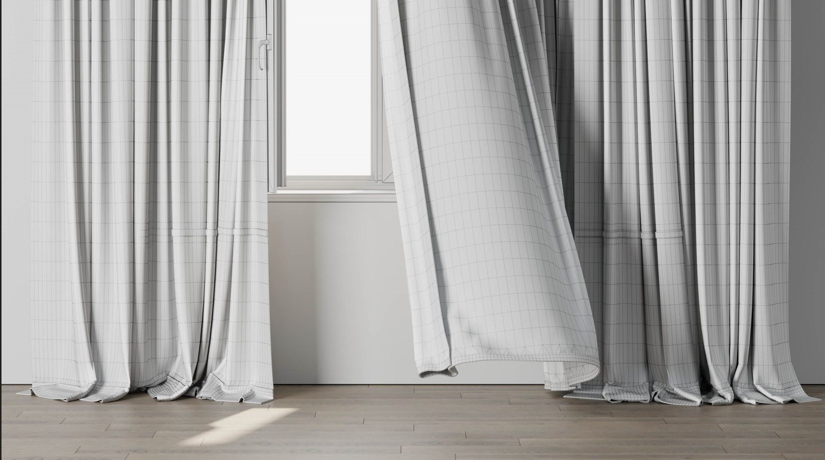 curtains when open window 02 Low-poly 3D model_12