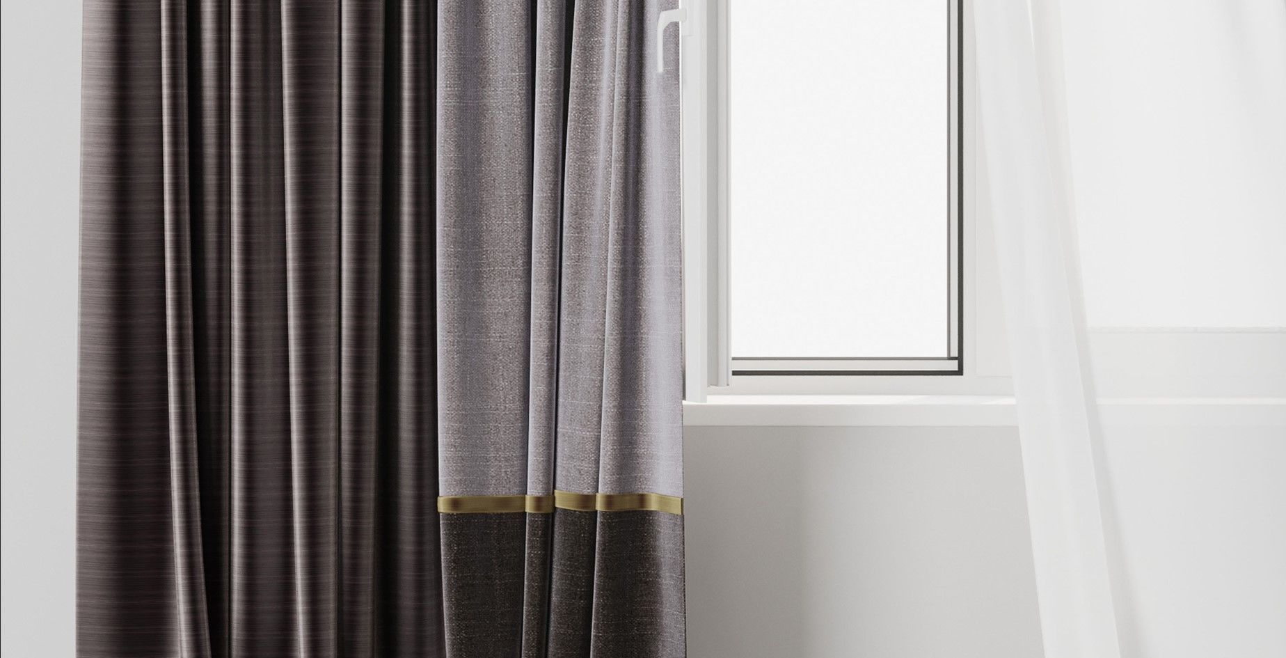 curtains when open window 02 Low-poly 3D model_9