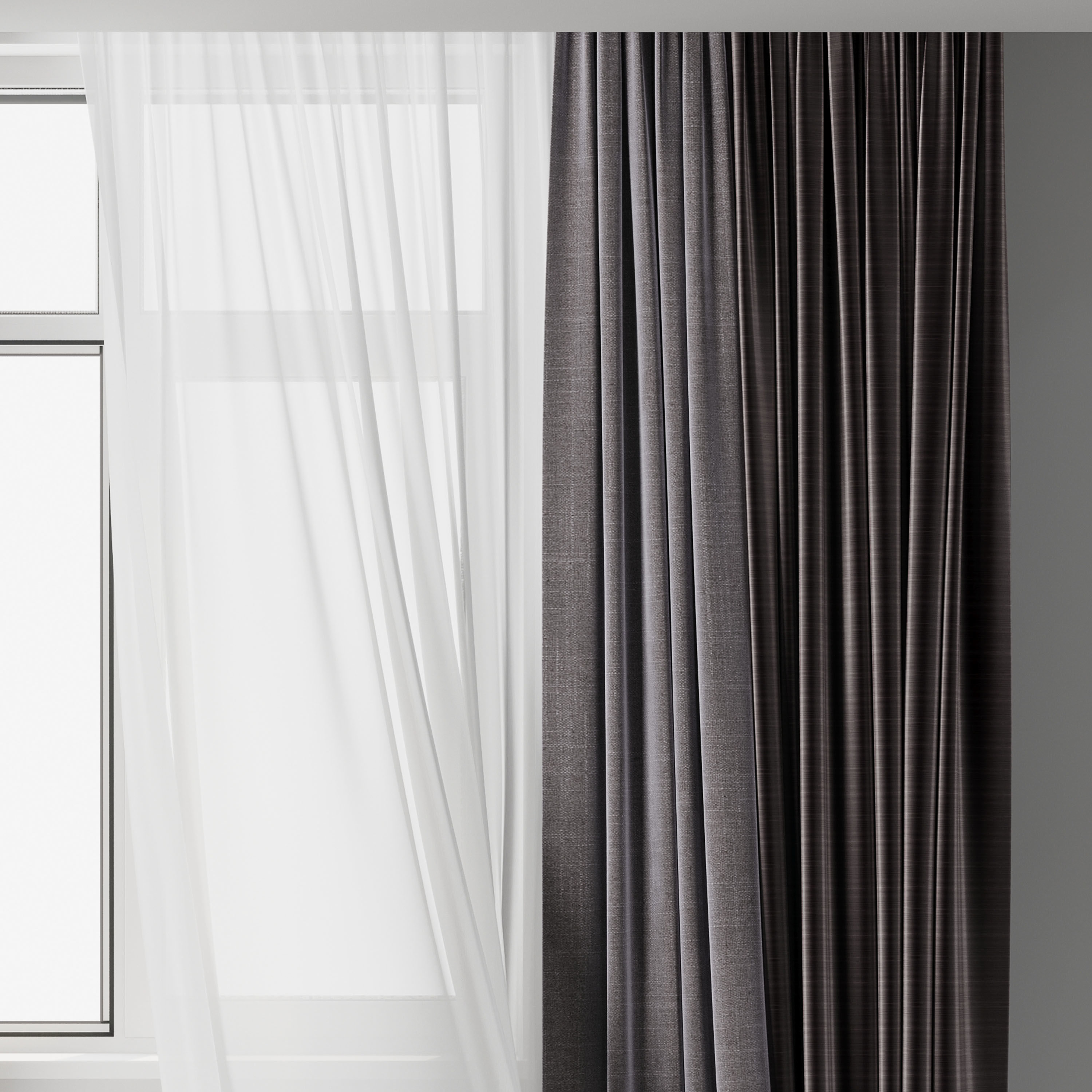 curtains when open window 02 Low-poly 3D model_2