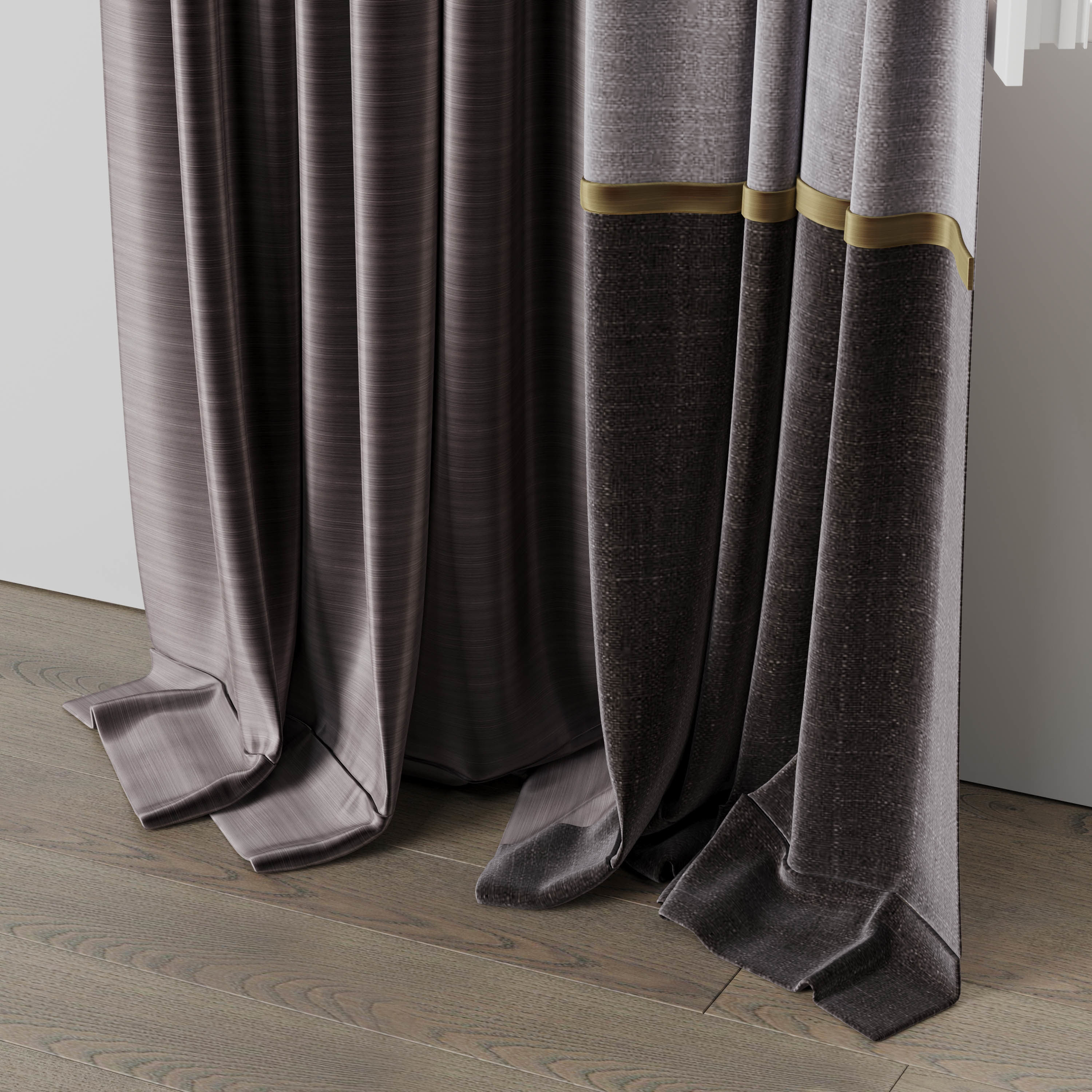 curtains when open window 02 Low-poly 3D model_5