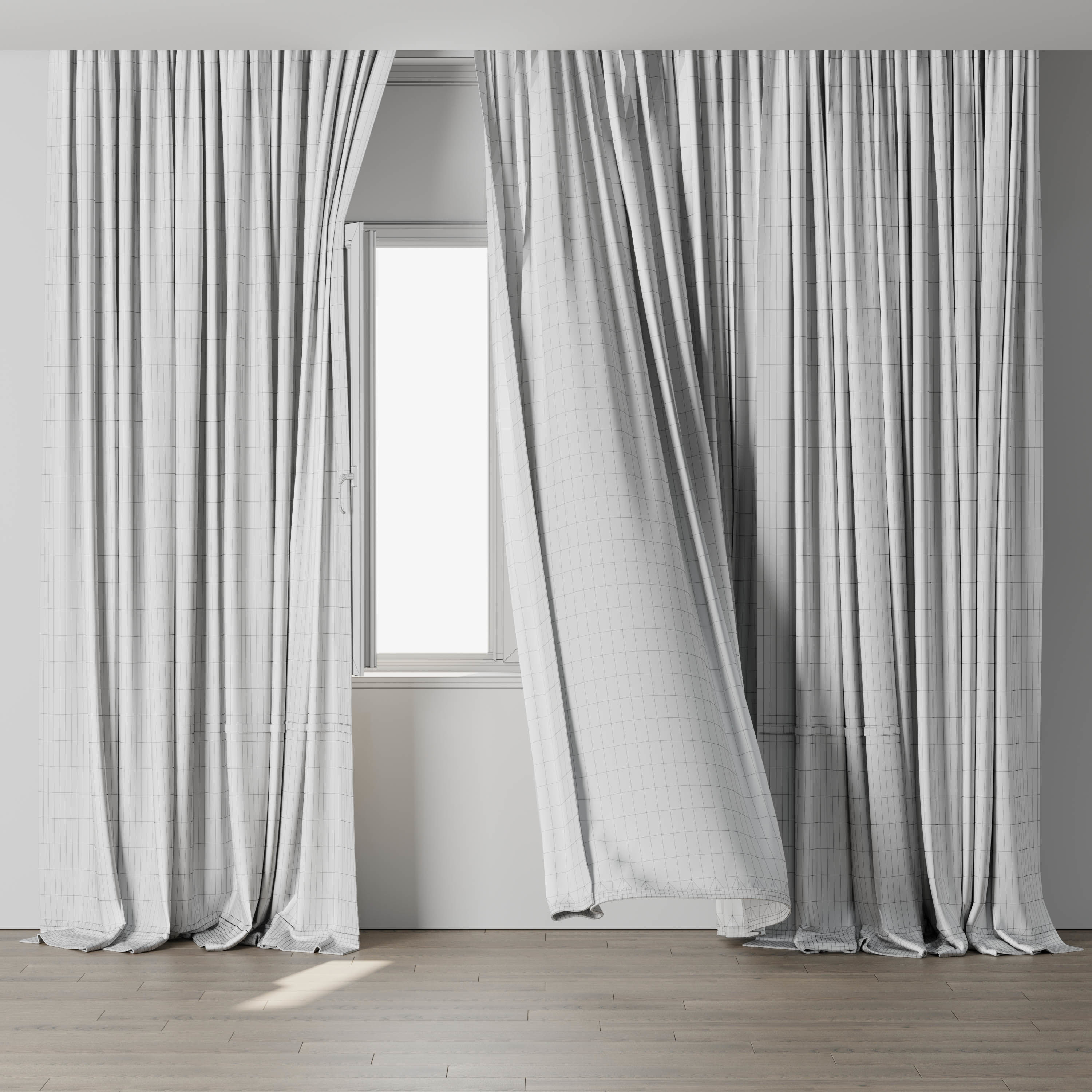 curtains when open window 02 Low-poly 3D model_6