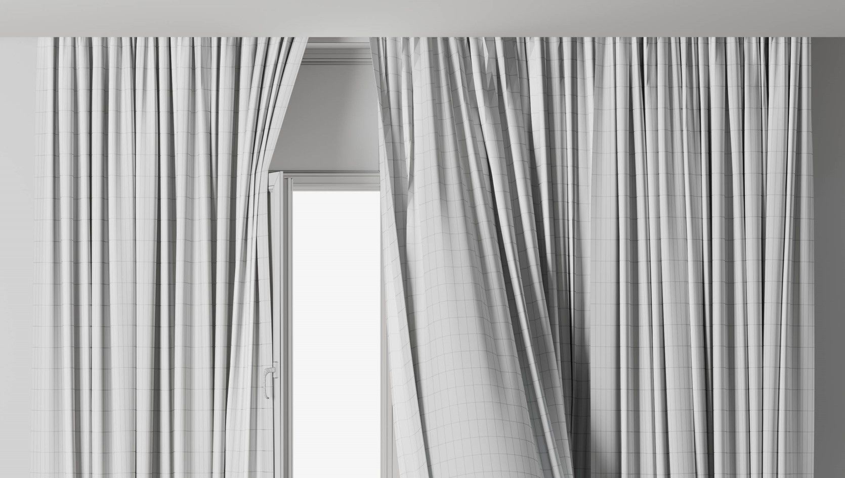curtains when open window 02 Low-poly 3D model_11
