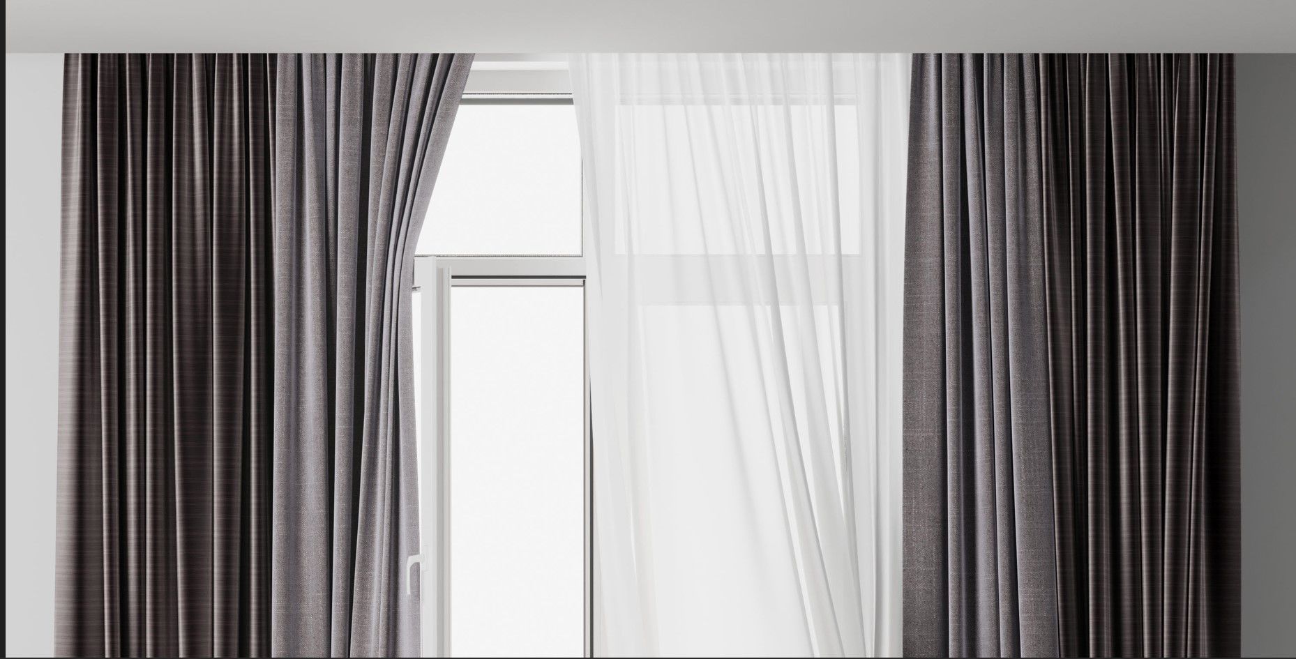 curtains when open window 02 Low-poly 3D model_7