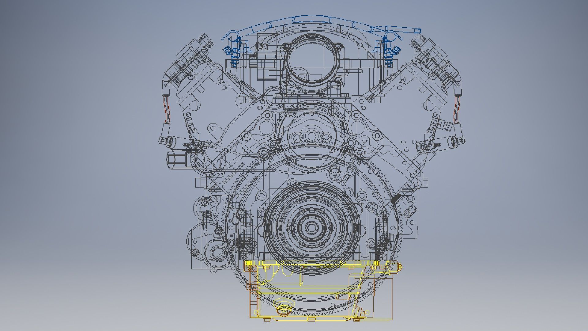 V8 cylinder engine 3D model_3