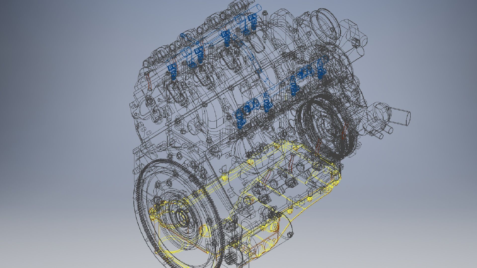 V8 cylinder engine 3D model_6