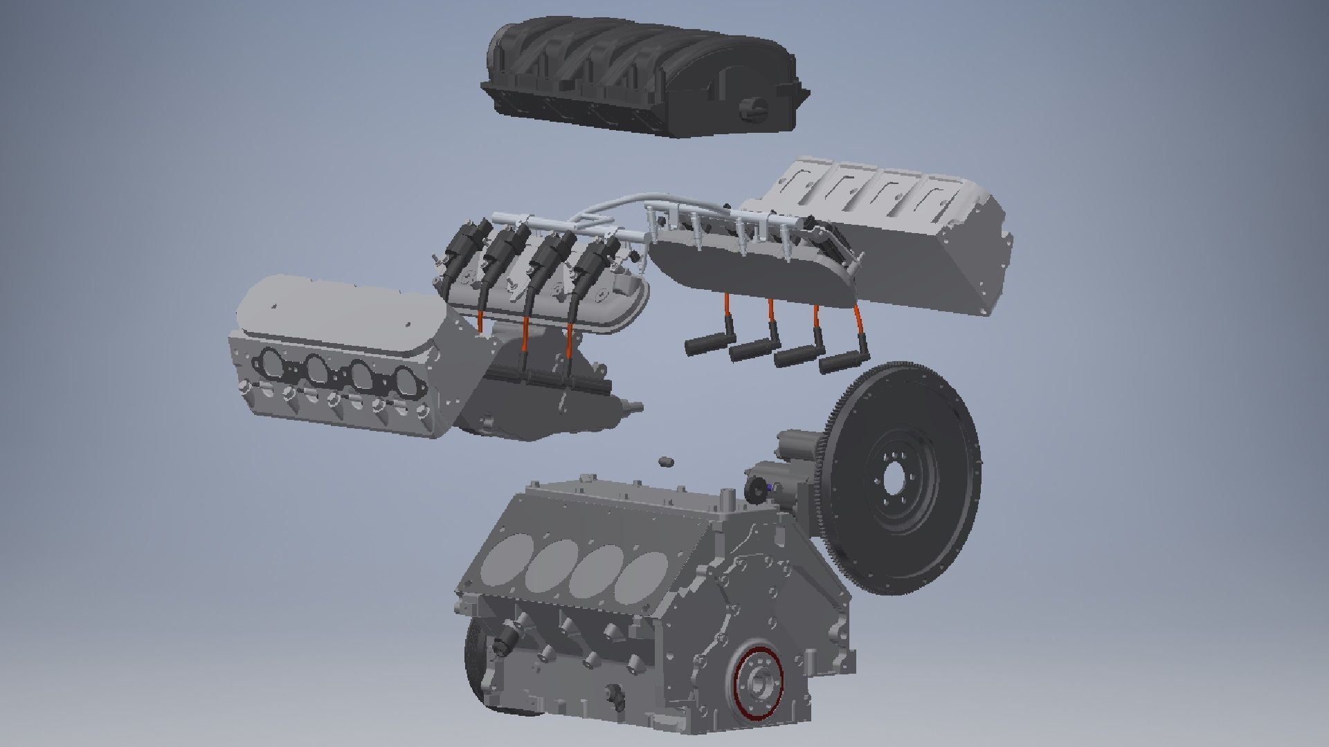 V8 cylinder engine 3D model_8