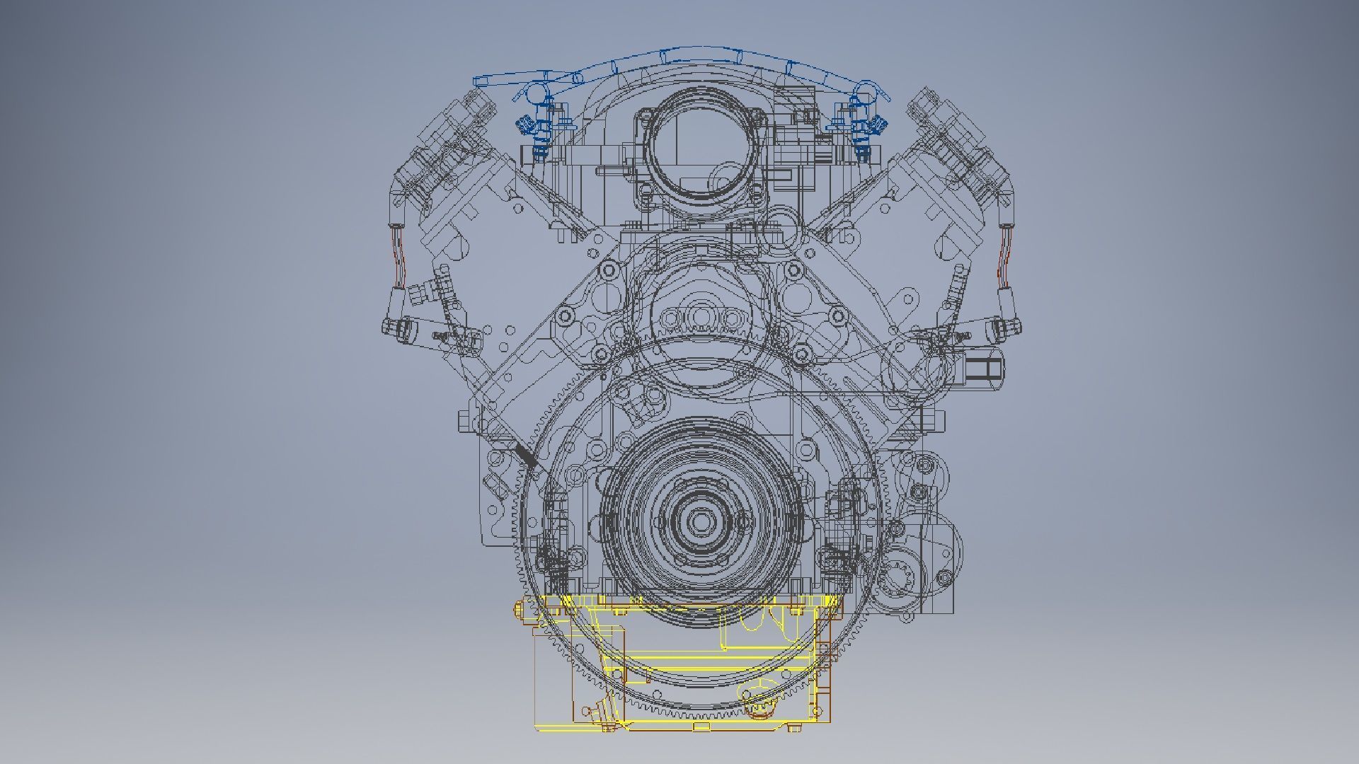 V8 cylinder engine 3D model_5
