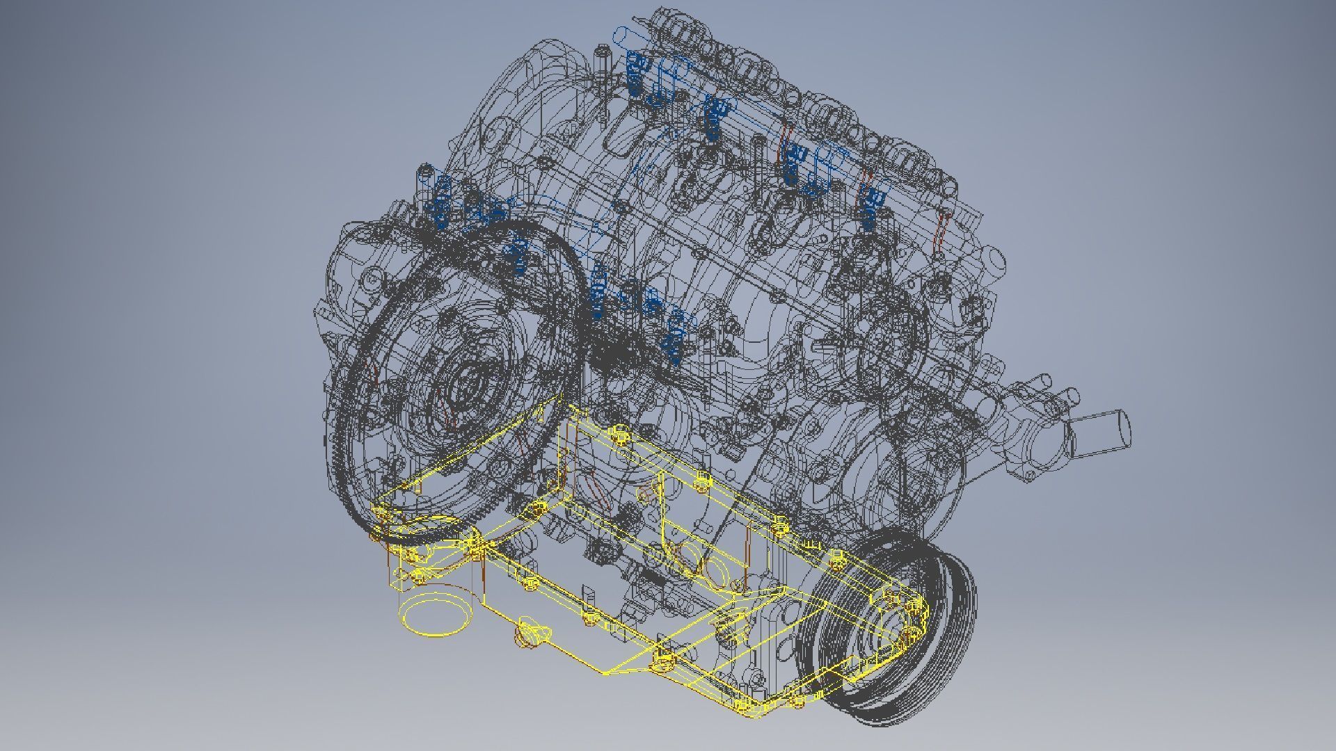 V8 cylinder engine 3D model_1