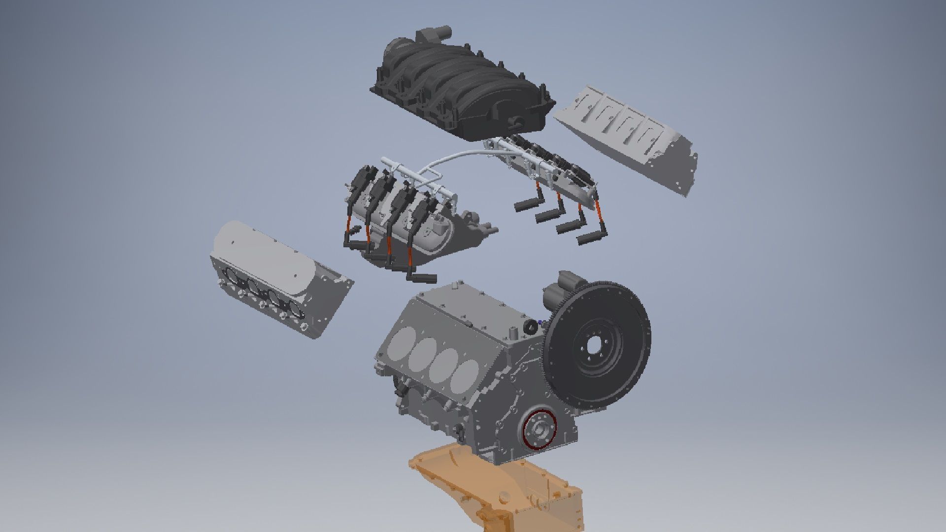 V8 cylinder engine 3D model_7