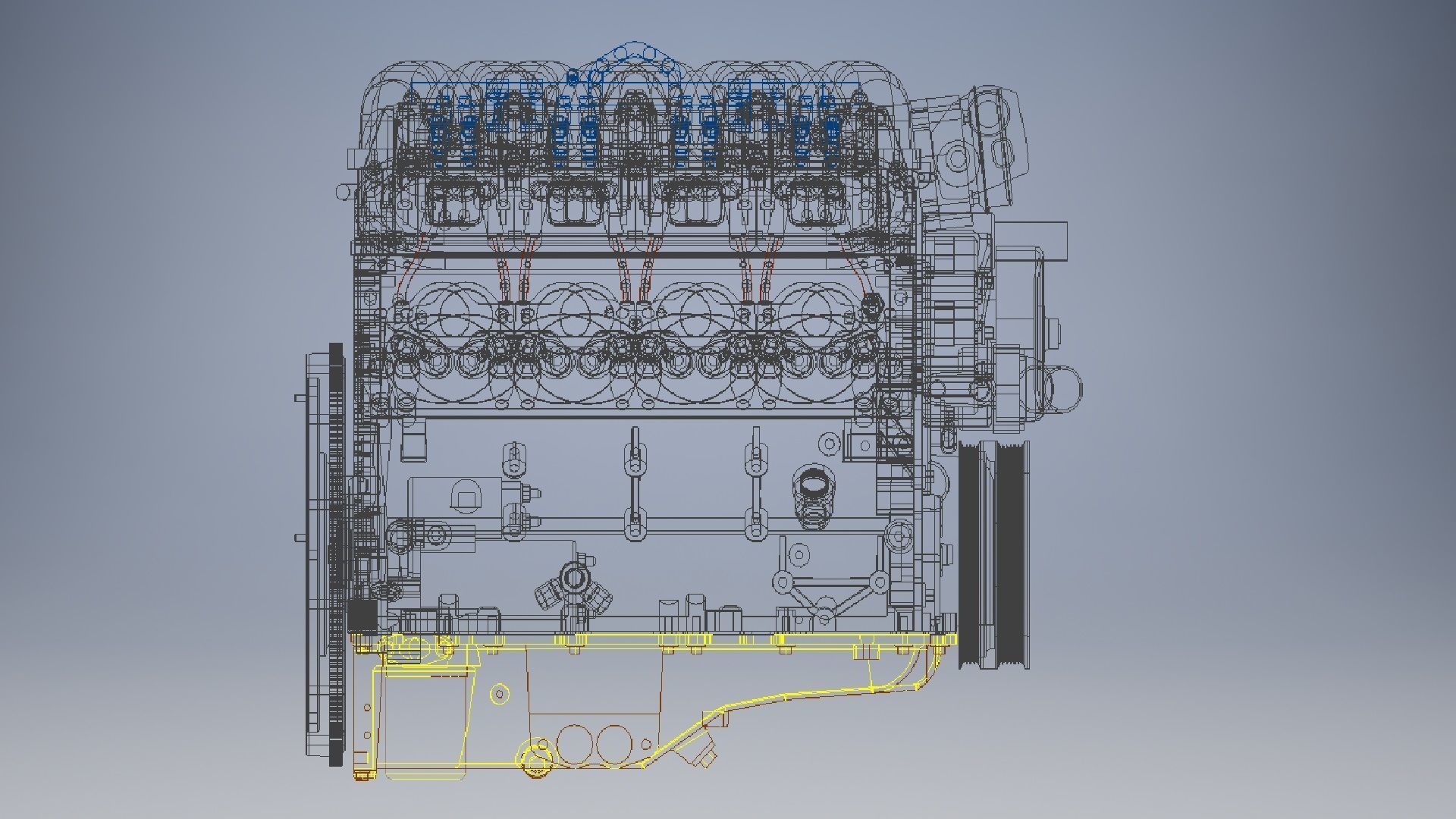 V8 cylinder engine 3D model_2