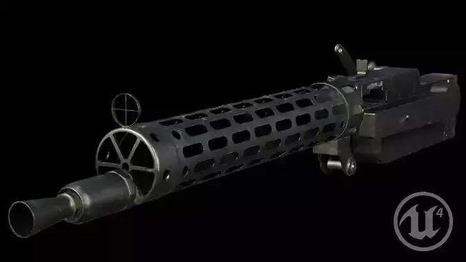 Spandau LMG 08 machine gun Low-poly 3D model