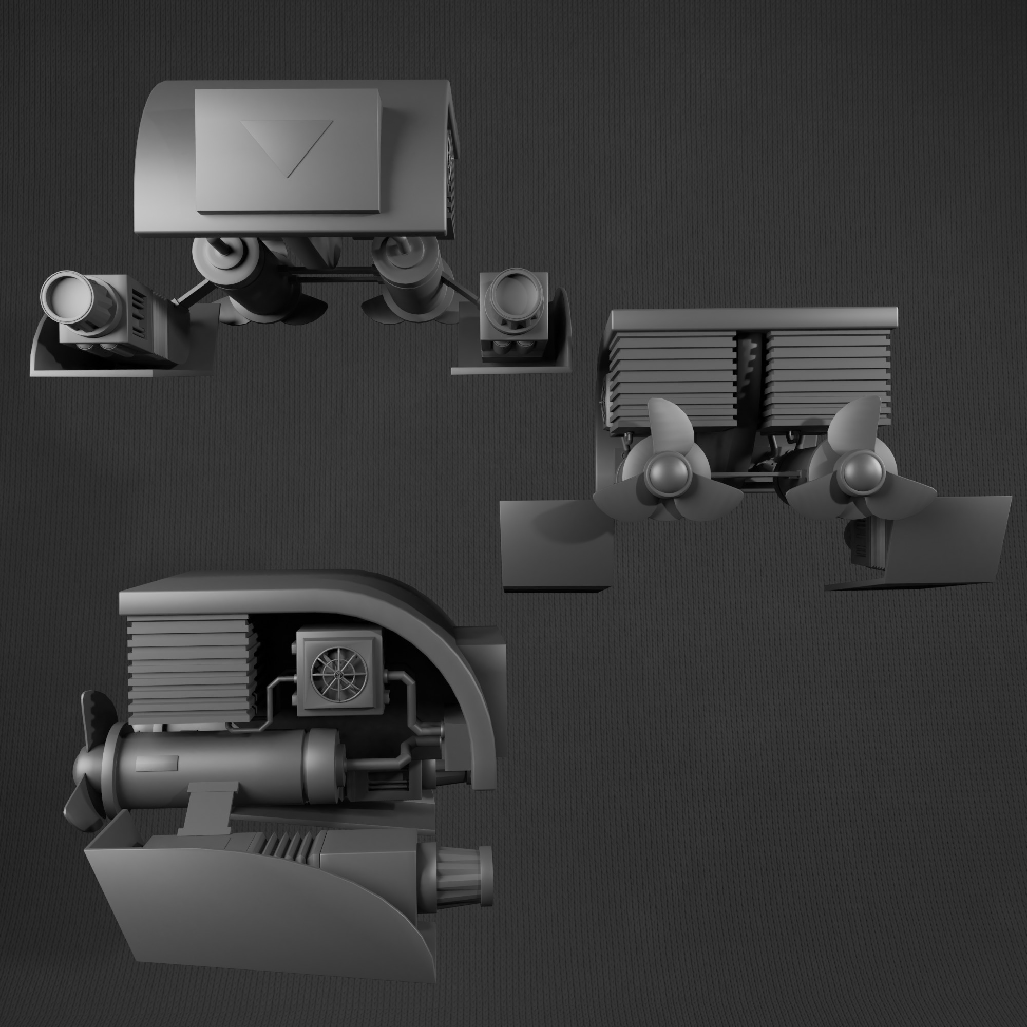 Destroyer-style space combat spacecraft - 3d Low-poly  Low-poly 3D model_1