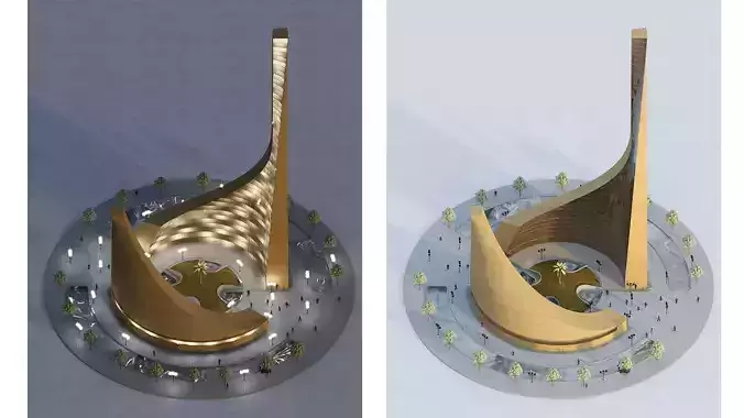 Dancing Tower 3D Model  Architectural Maquette rendering 3D model